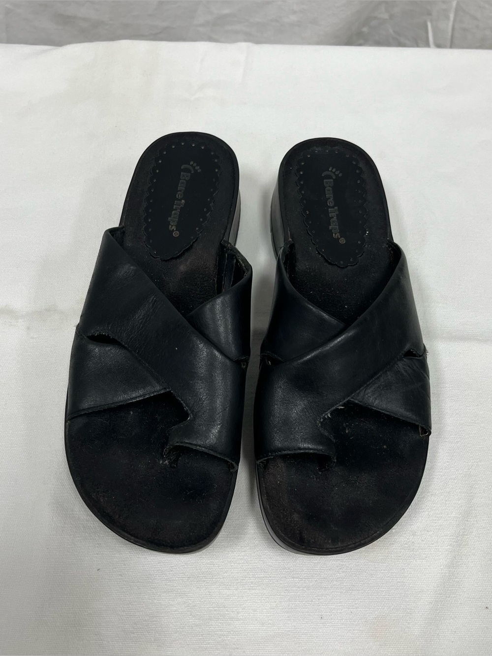 Comfort Slides for Women - Bear Trap Osage Black Leather Slip-On Sandals